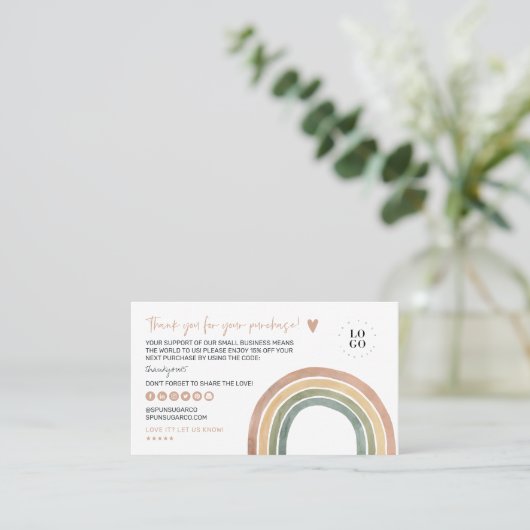 Moderne vrolijke regenboog Dank u Visitekaartje (Staand voorkant)