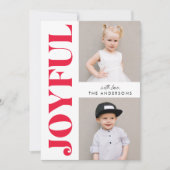 Moderne vrolijke rode kerst 4 foto feestdagenkaart (Voorkant)