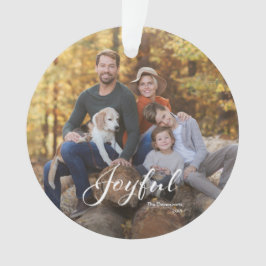Moderne Vrolijke Script Familie Foto Acryl Ornament
