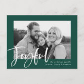 Moderne vrolijke script groene vakantiefoto briefkaart (Voorkant)