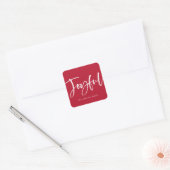 Moderne Vrolijke Script Rode Feestdag Vierkante Sticker (Envelop)