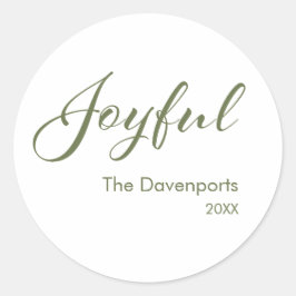 Moderne Vrolijke Script Sage Groene Familie Feestd Ronde Sticker