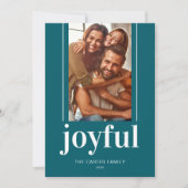 Moderne Vrolijke Teal Foto Vakantie Kerstkaarten Feestdagenkaart (Voorkant)