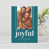 Moderne Vrolijke Teal Foto Vakantie Kerstkaarten Feestdagenkaart (Staand voorkant)