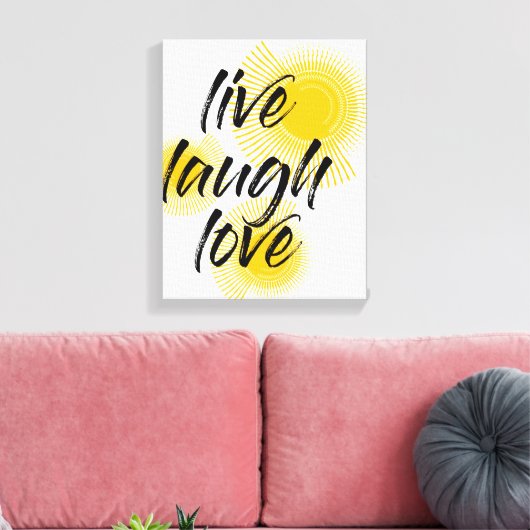 Moderne, vrolijke, trendmatige design Live Laugh L Canvas Afdruk (Insitu (Woonkamer))
