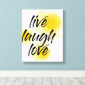 Moderne, vrolijke, trendmatige design Live Laugh L Canvas Afdruk (Insitu (Houten vloer))