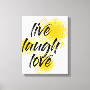 Moderne, vrolijke, trendmatige design Live Laugh L Canvas Afdruk