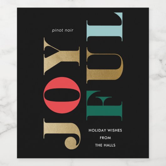 Moderne Vrolijke Typ Kerstvakantie Wijn Etiket (Enkel label)