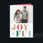 Moderne vrolijke typografie Elegant 2 Foto Kerstmi Feestdagen Kaart<br><div class="desc">Een moderne kerstkaart met elegante folieletters en vrolijke juweelkleuren.</div>