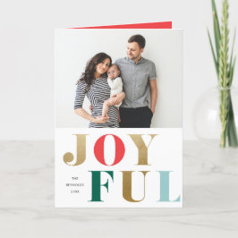 Moderne vrolijke typografie elegante 2 foto kerst feestdagen kaart