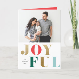 Moderne vrolijke typografie elegante 2 foto kerst  feestdagen kaart