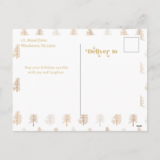 Moderne vrolijke typografie Halfboog 2-foto Feestdagenkaart (Achterkant)