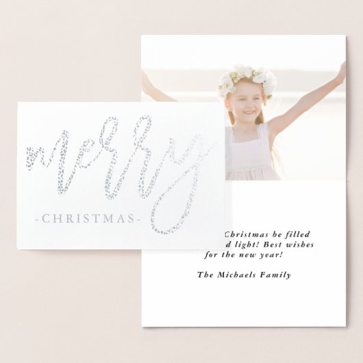 Moderne vrolijke typografie met twee kerstfoto's folie kaarten (Display)