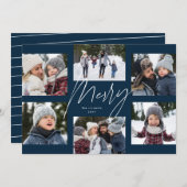 Moderne, vrome schrijfmachine met 6 foto's kerstco feestdagenkaart (Voorkant / Achterkant)