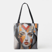 Moderne Vrouw Abstracte Geometrische Schilderen Ca Tote Bag (Achterkant)