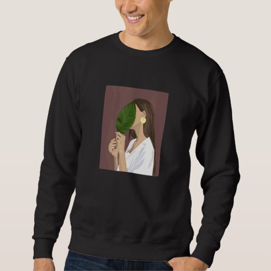 Moderne vrouw chic minimalistisch botanisch abstra trui (Voorkant)