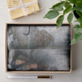 Moderne vrouw en zwarte kat decoupage tissuepapier (Geschenk)