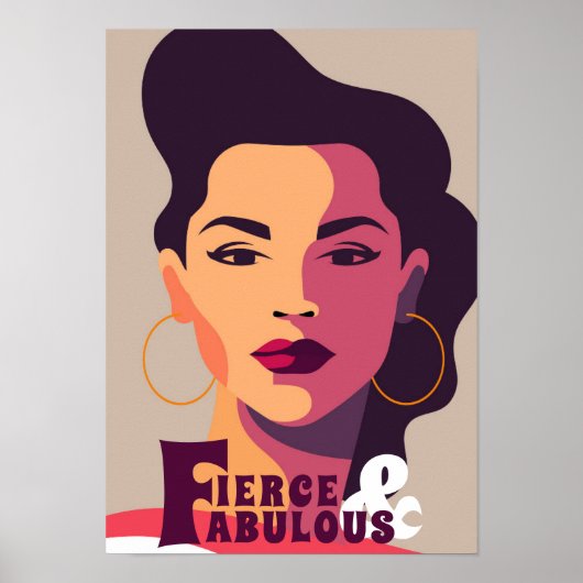 Moderne Vrouw FEL & FABULOUS Abstract Poster (Voorkant)