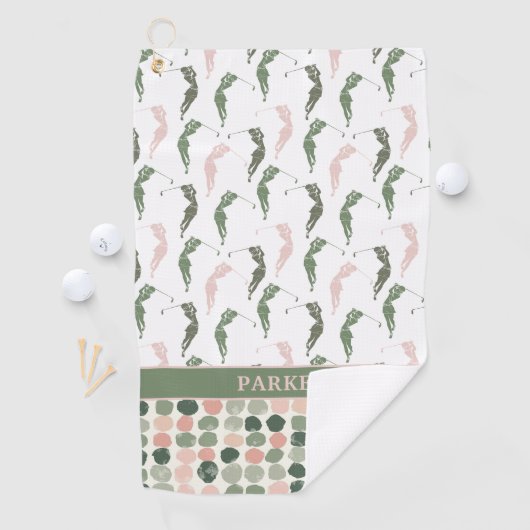 Moderne Vrouw Golfer Monogram Golfhanddoek (Insitu)
