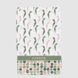 Moderne Vrouw Golfer Monogram Golfhanddoek