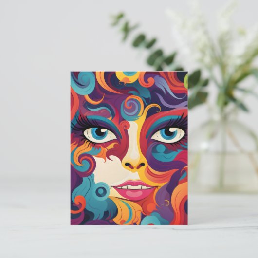 Moderne vrouw Levendige werveling van emoties Briefkaart (Staand voorkant)