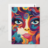 Moderne vrouw Levendige werveling van emoties Briefkaart (Voorkant / Achterkant)
