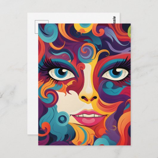 Moderne vrouw Levendige werveling van emoties Briefkaart (Voorkant / Achterkant)