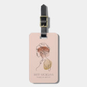 Moderne vrouw Makeup Artist Blush Pink Bagagelabel (Voorkant verticaal)