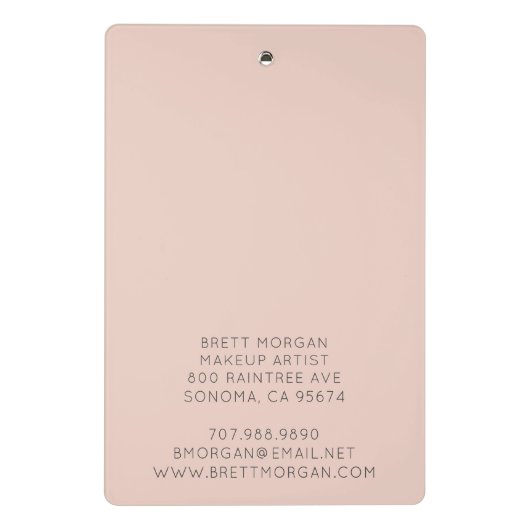 Moderne vrouw Makeup Artist Blush Pink Mini Klembord (Achterkant)