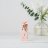 Moderne vrouw Makeup Artist Blush Pink Mini Visitekaartje (Staand voorkant)