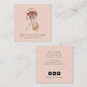 Moderne vrouw Makeup Artist Blush Pink Vierkante Visitekaartje (Voorkant / Achterkant)