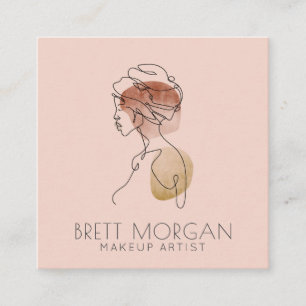 Moderne vrouw Makeup Artist Blush Pink Vierkante Visitekaartje