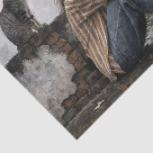 Moderne vrouw met baret en katdecoupage tissuepapier (Detail)