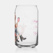 Moderne vrouw op slee kerst blikvorm glas (Achterkant)