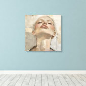 Moderne Vrouw Portret Schilderen Esthetisch Canvas Afdruk (Insitu (Houten vloer))