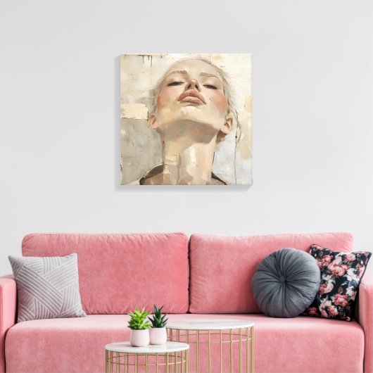 Moderne Vrouw Portret Schilderen Esthetisch Canvas Afdruk (Insitu (Woonkamer))