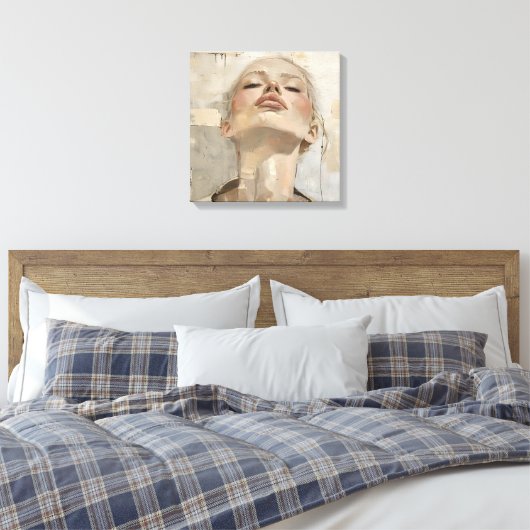 Moderne Vrouw Portret Schilderen Esthetisch Canvas Afdruk (Insitu (Slaapkamer))