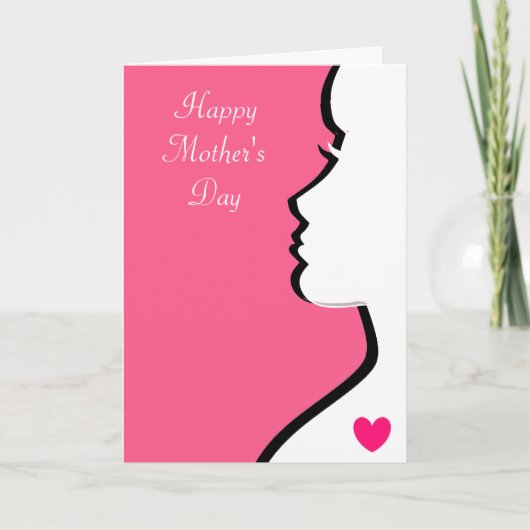 Moderne Vrouw Silhouet Moederdag Kaart (Voorkant)