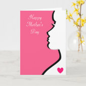 Moderne Vrouw Silhouet Moederdag Kaart (Gele Bloem)