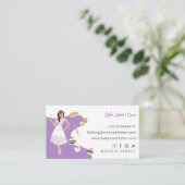 Moderne Vrouw Zoete Bakkerij Diensten Paarse Visitekaartje (Staand voorkant)