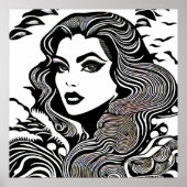 Moderne vrouw zwart-wit poster (Voorkant)