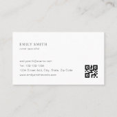 Moderne Vrouwelijke Beige Monogram QR-code Visitekaartje (Achterkant)