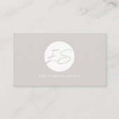 Moderne Vrouwelijke Beige Monogram QR-code Visitekaartje (Voorkant)