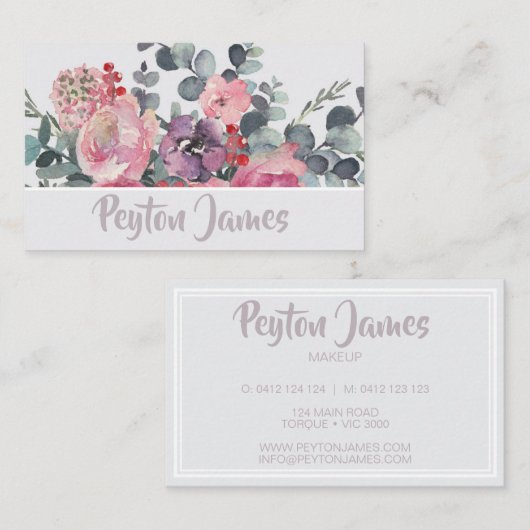 Moderne vrouwelijke bloemen visitekaartje (Voorkant / Achterkant)