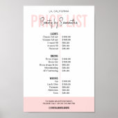 Moderne Vrouwelijke Blush Roze Beauty Salon prijsl Poster (Voorkant)