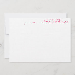 Moderne Vrouwelijke Blush Roze Script Calligrafie  Notitiekaartje
