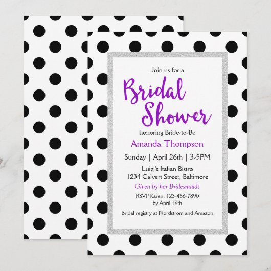 Moderne Vrouwelijke Chic Stippen Bruidsmeisjesfees Kaart (Voorkant / Achterkant)