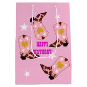 Moderne vrouwelijke Cowgirl Westerne Boots Birthda Medium Cadeauzakje (Achterkant)