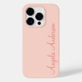 Moderne Vrouwelijke Effen Zachte Roze Script Aange Case-Mate iPhone Case (Achterkant)