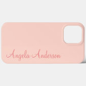 Moderne Vrouwelijke Effen Zachte Roze Script Aange Case-Mate iPhone Case (Achterkant (horizontaal))